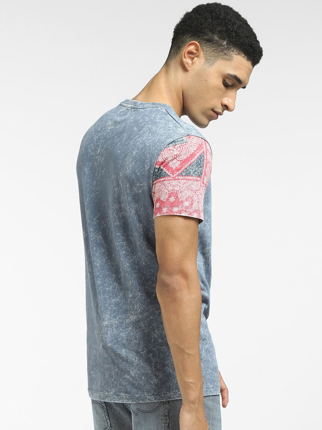 Blue Graphic Print Crew Neck T-shirt