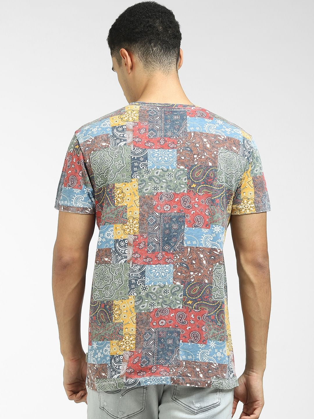 Multi-Colour Graphic Print Crew Neck T-shirt