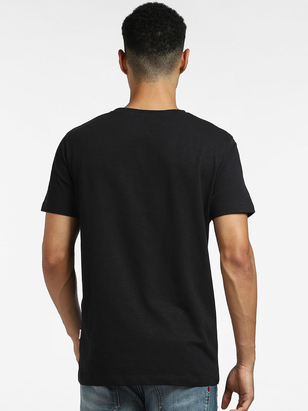 Black Typographic Print Crew Neck T-shirt
