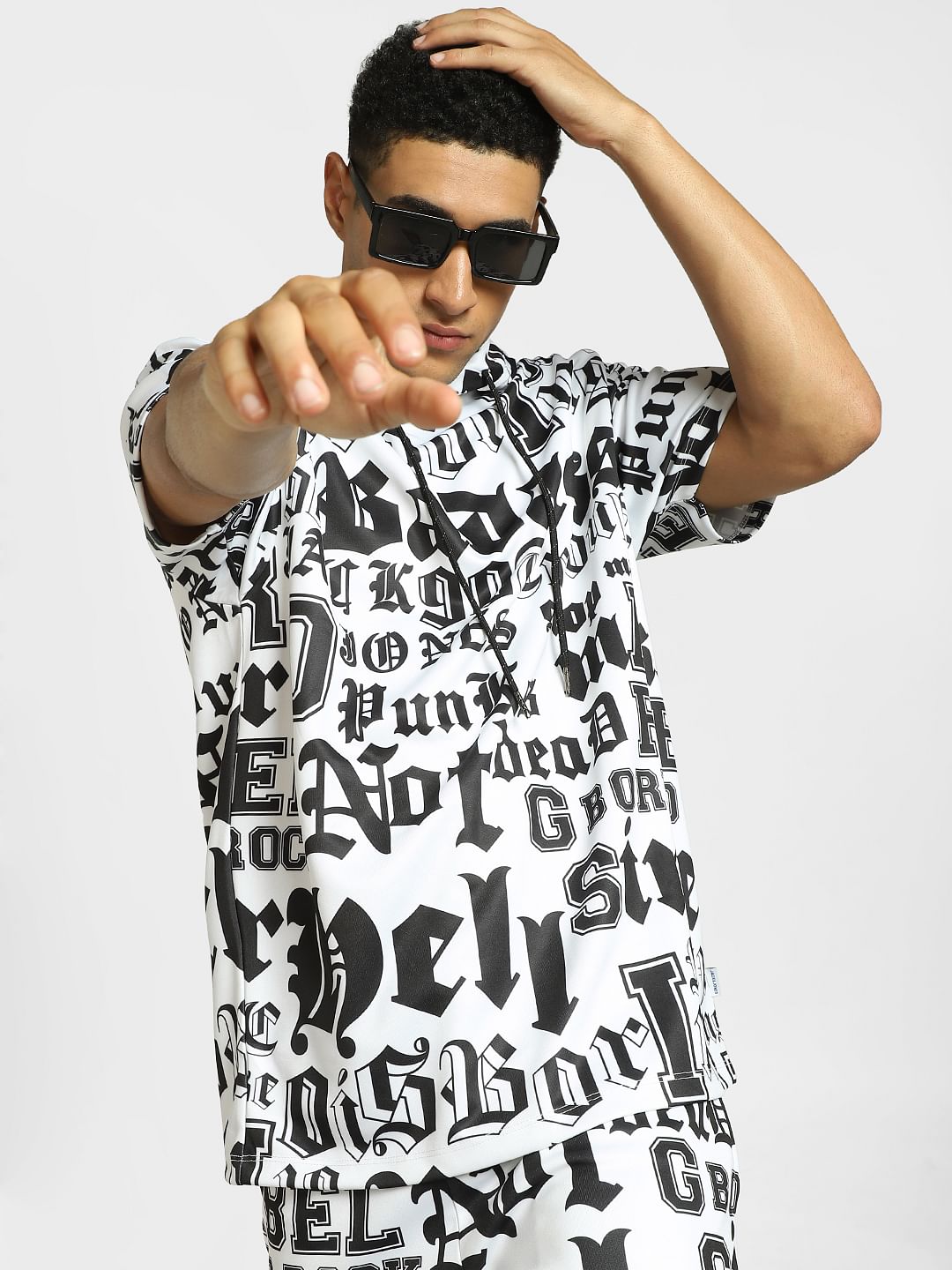 White Typographic Print Co-ord Sweatshirt - S
