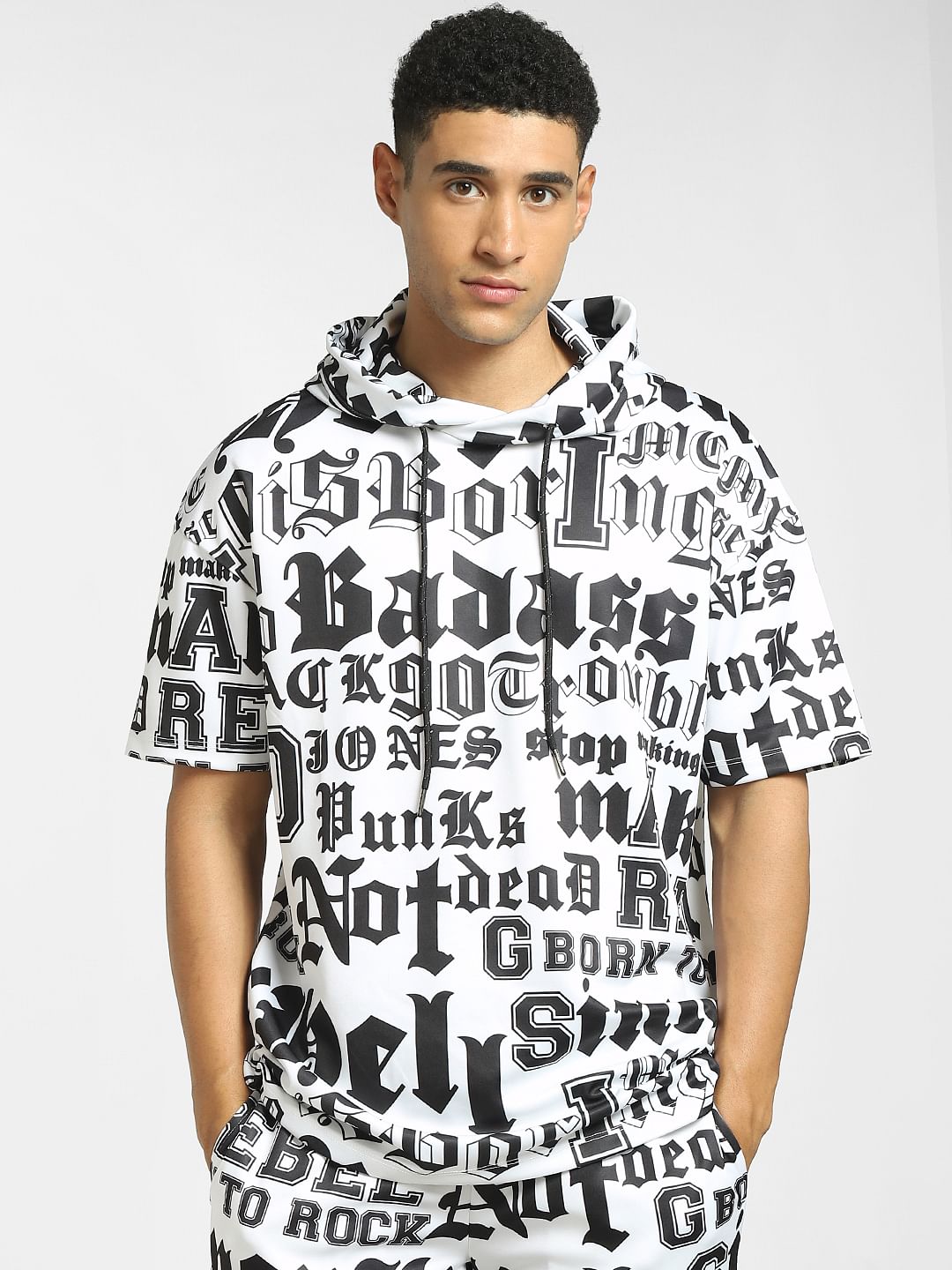 White Typographic Print Co-ord Sweatshirt