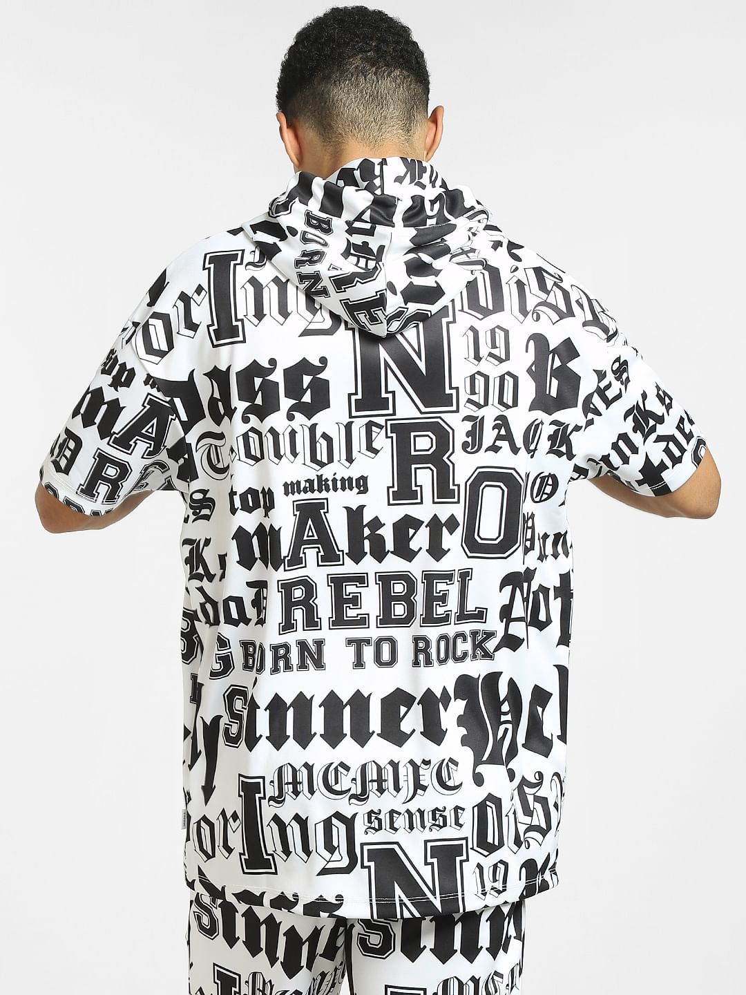 White Typographic Print Co-ord Sweatshirt
