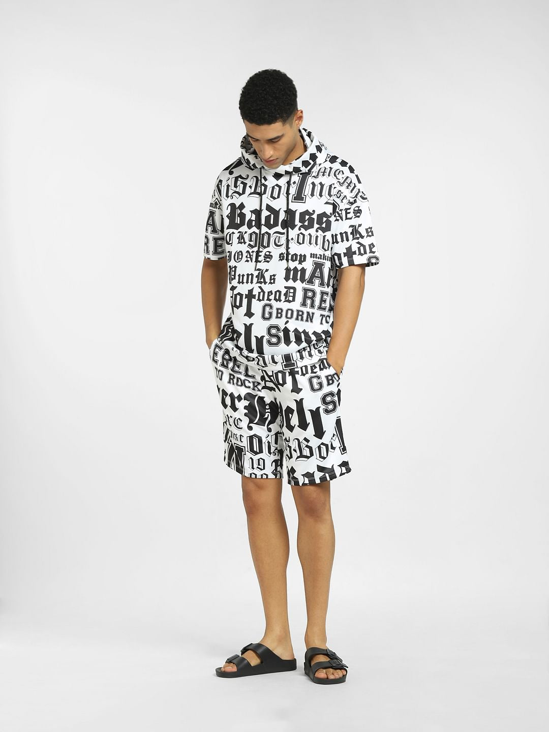 White Typographic Print Co-ord Sweatshirt