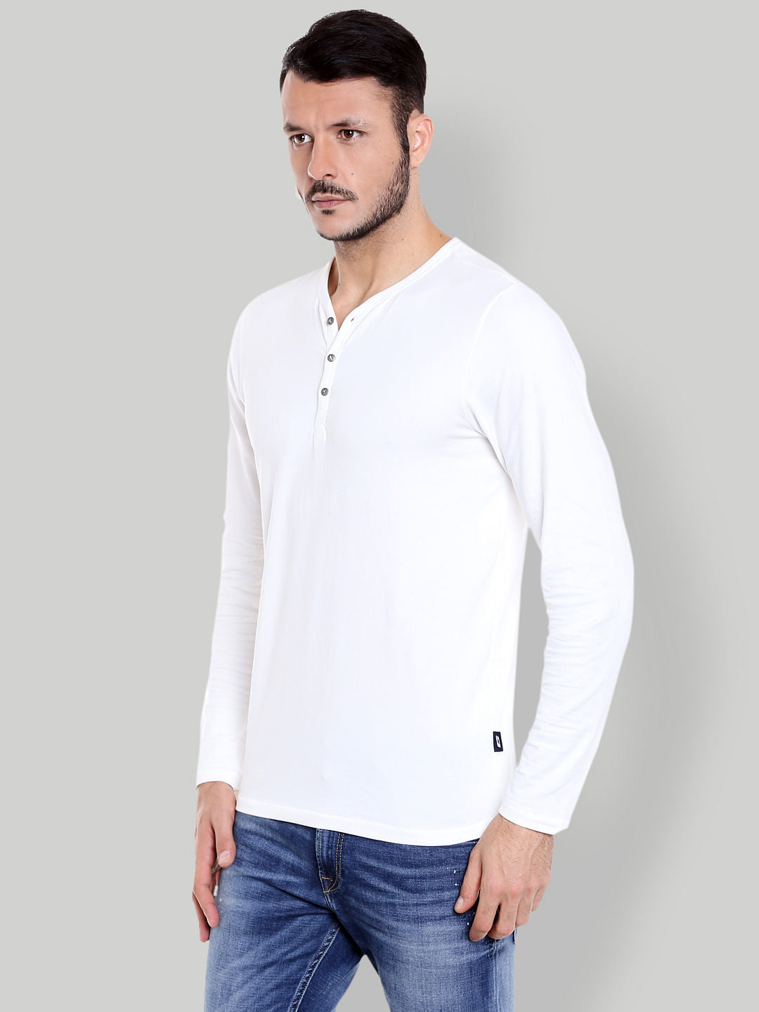 White Henley Neck T-shirt