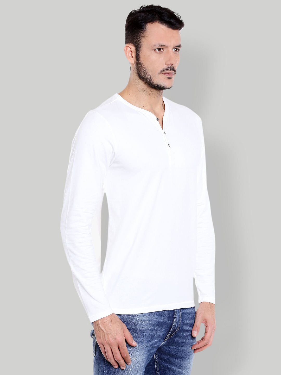 White Henley Neck T-shirt
