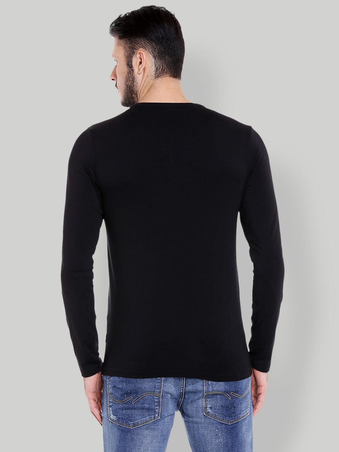 Black Henley Neck T-shirt