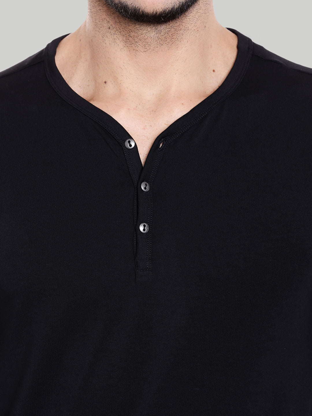 Black Henley Neck T-shirt