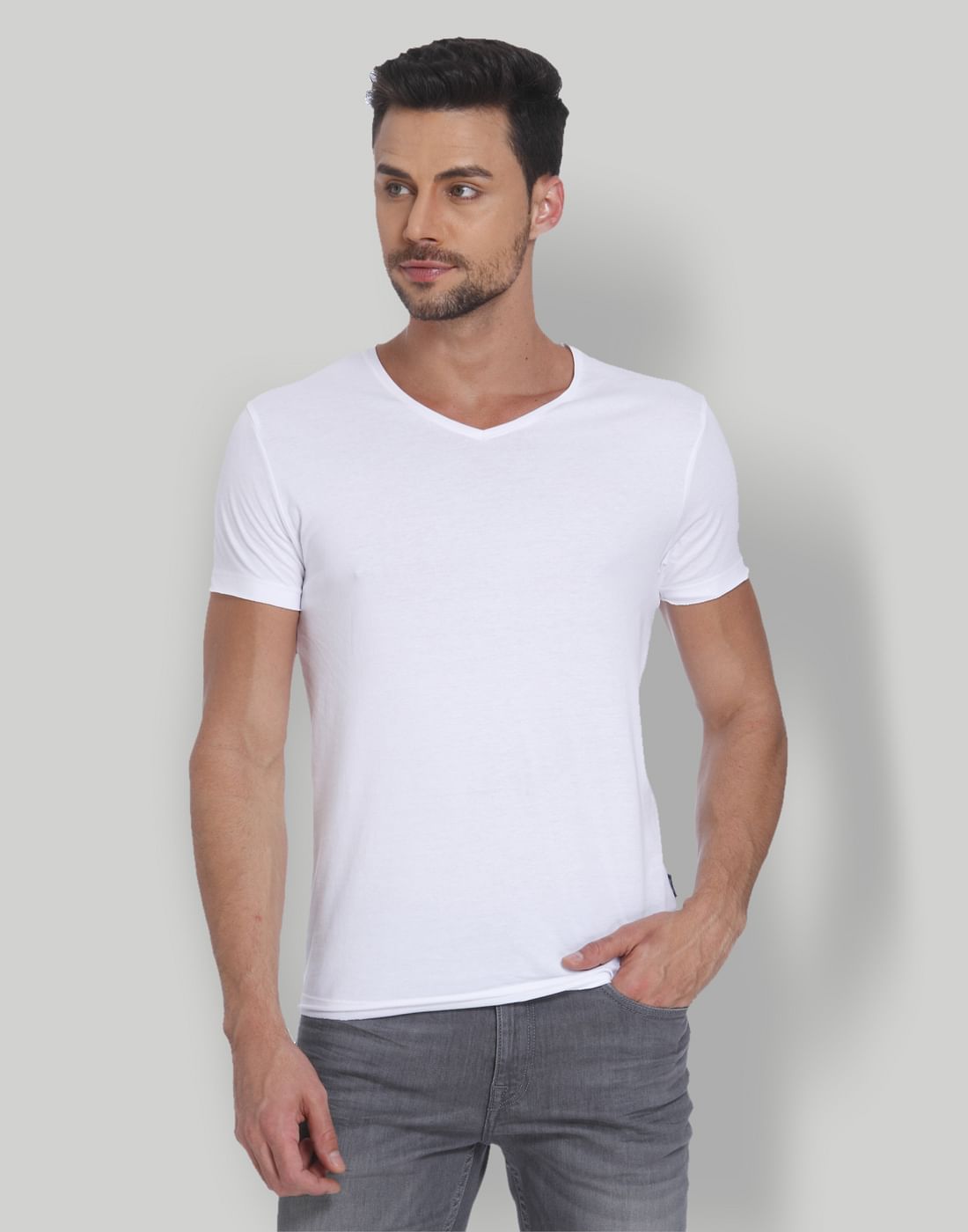 White V Neck T-shirt - S