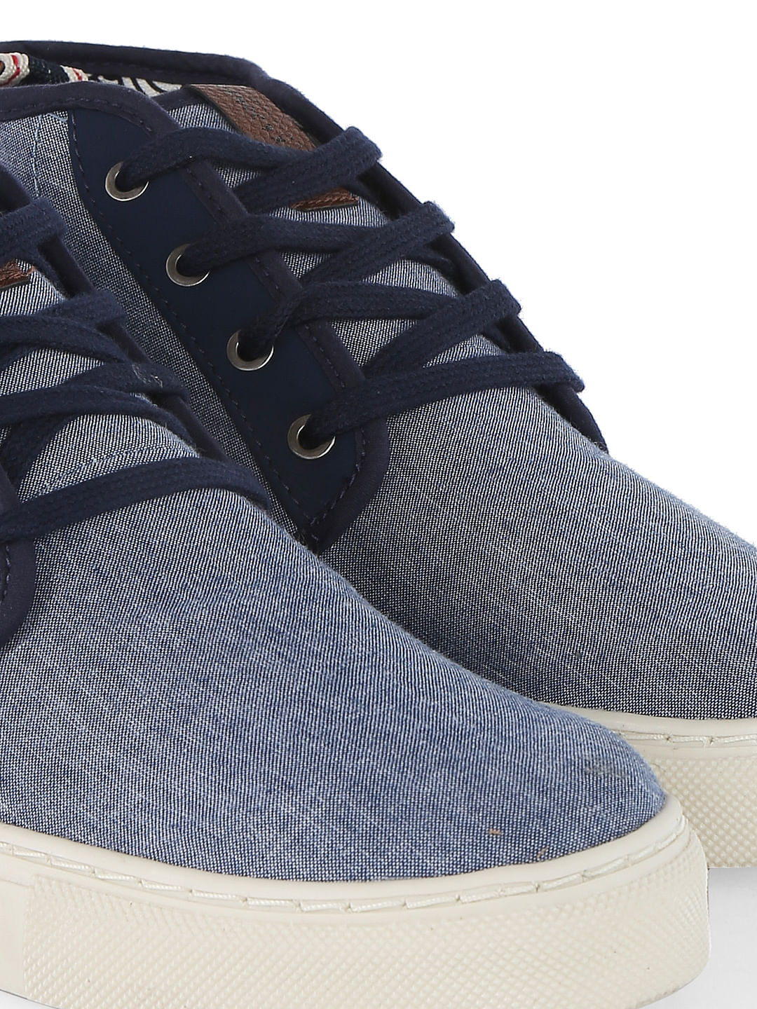 Blue Denim Mid Top Sneakers - 6