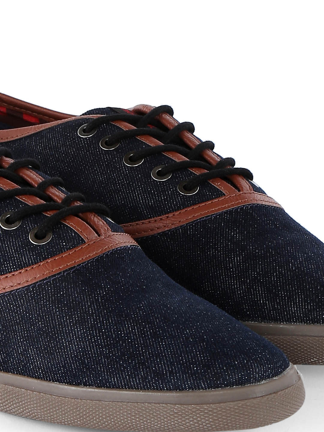 Blue Denim Canvas Lace Up Sneakers