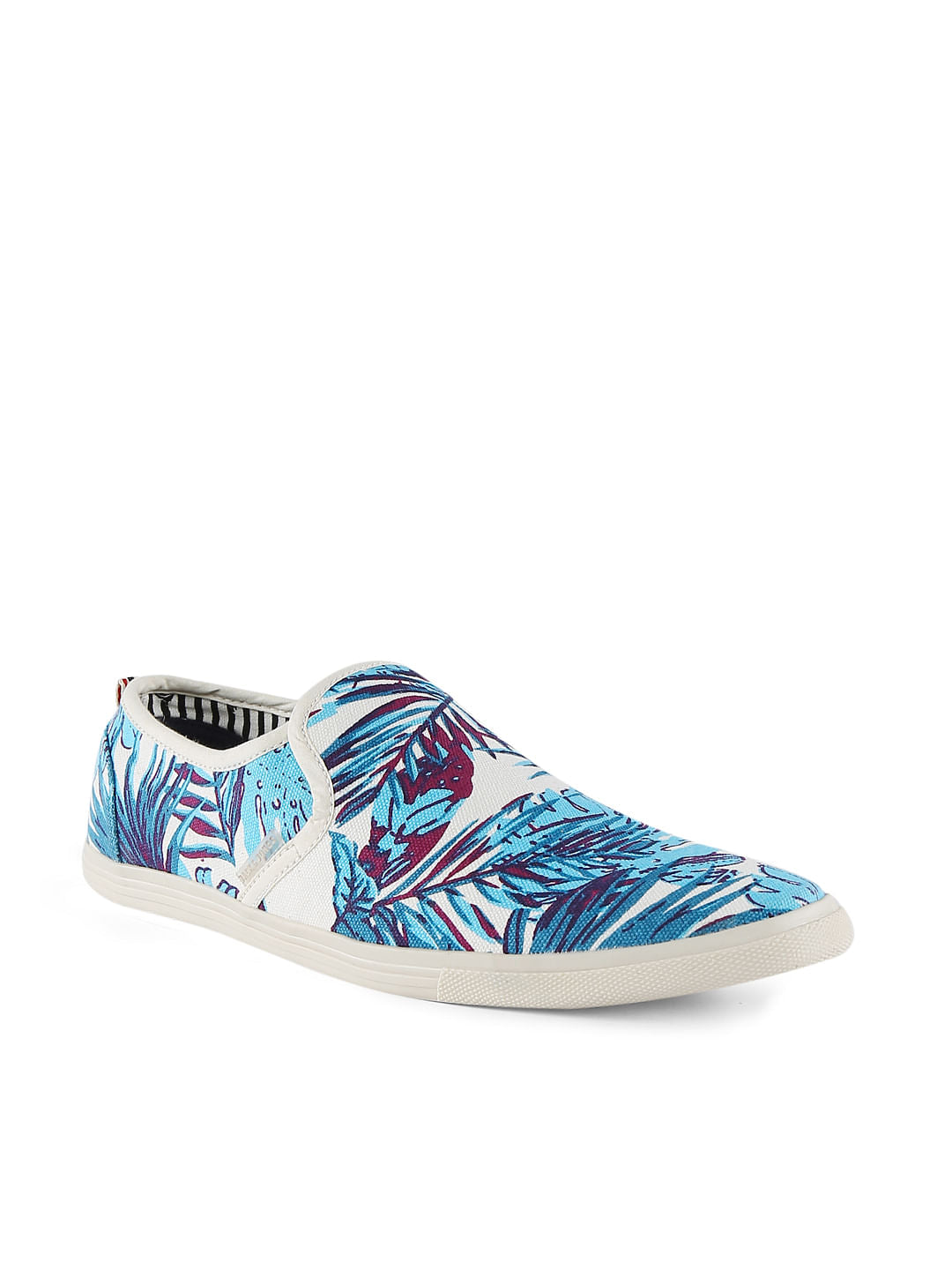 Blue Tropical Print Slip Ons - 6