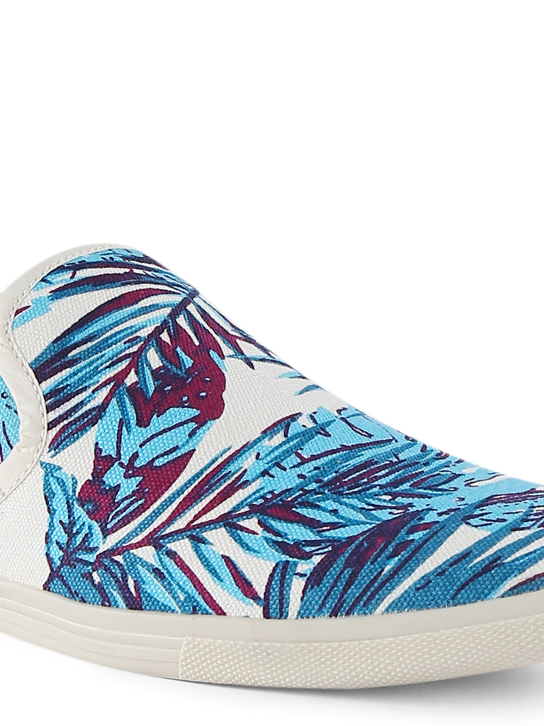 Blue Tropical Print Slip Ons