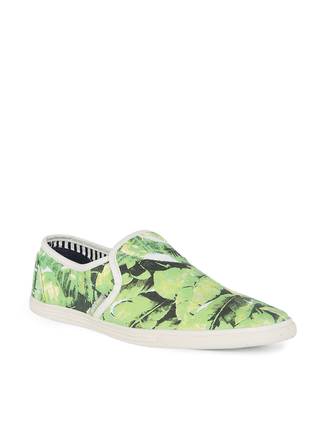 Green Tropical Print Slip Ons - 6