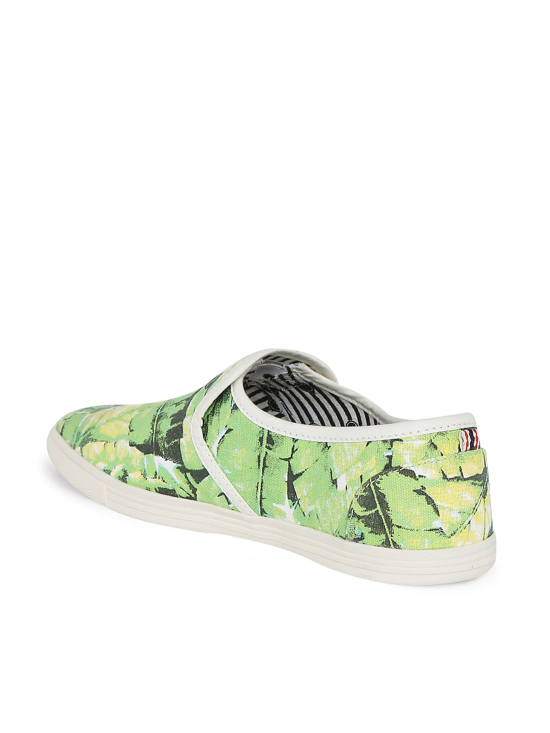 Green Tropical Print Slip Ons