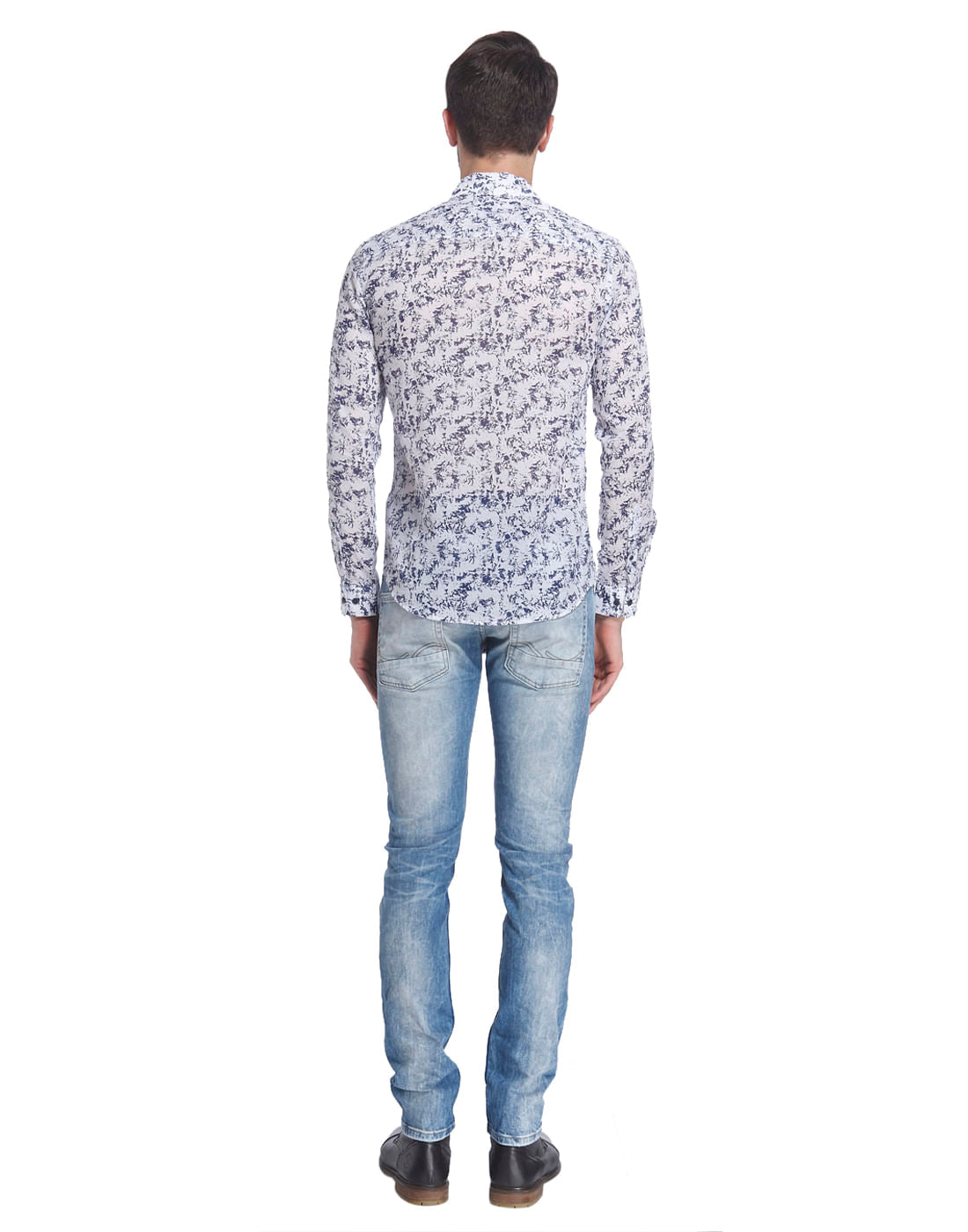 White Abstract Print Full Sleeves Shirt
