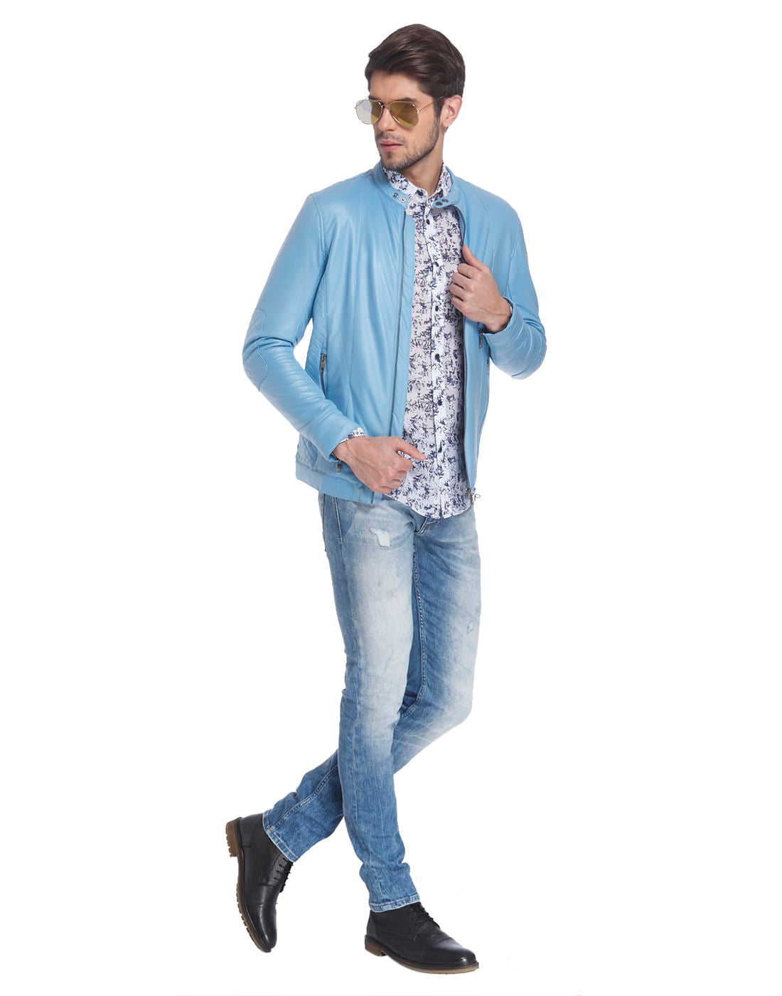 White Abstract Print Full Sleeves Shirt