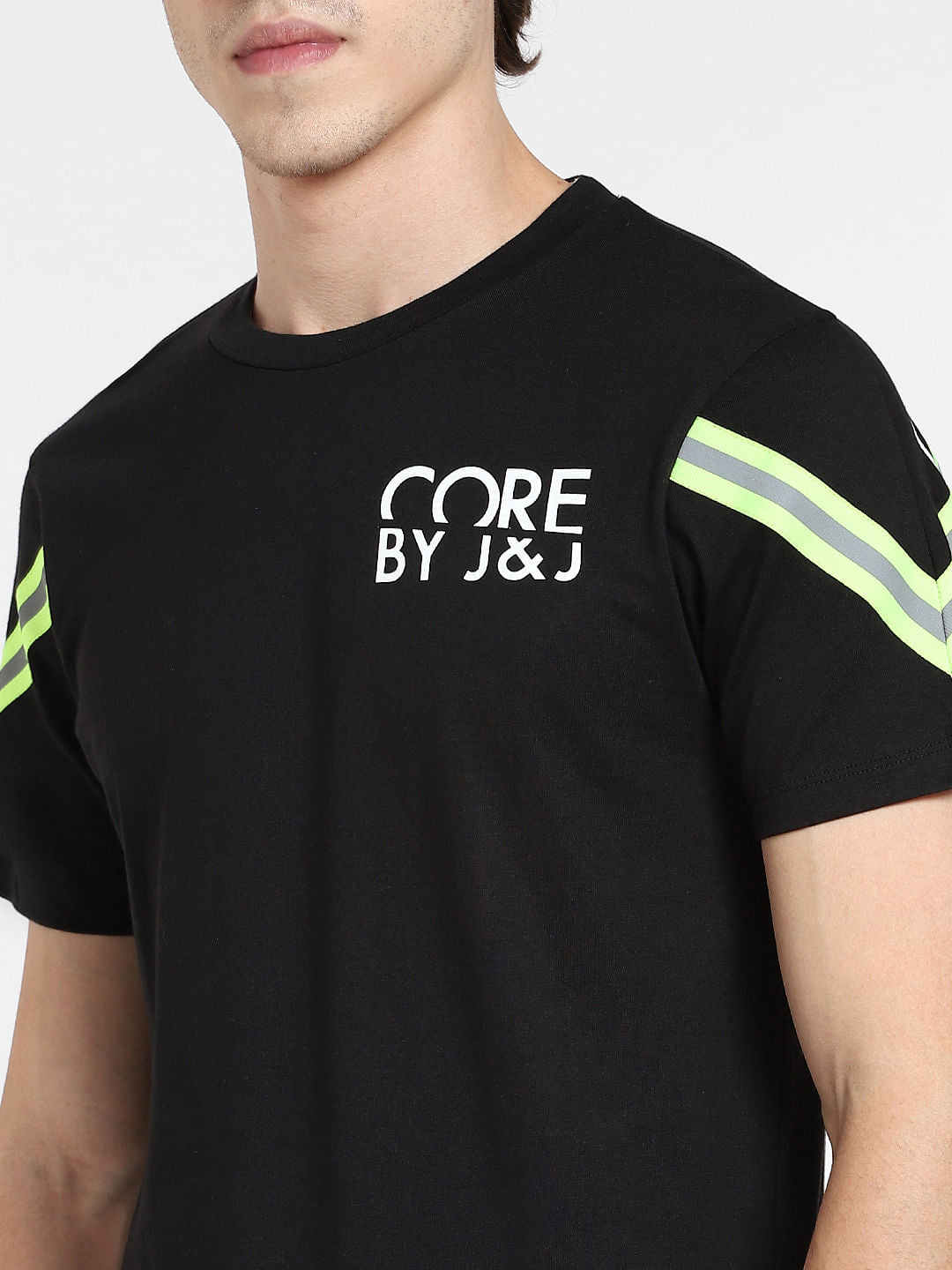 Black Text Print Crew Neck T-shirt
