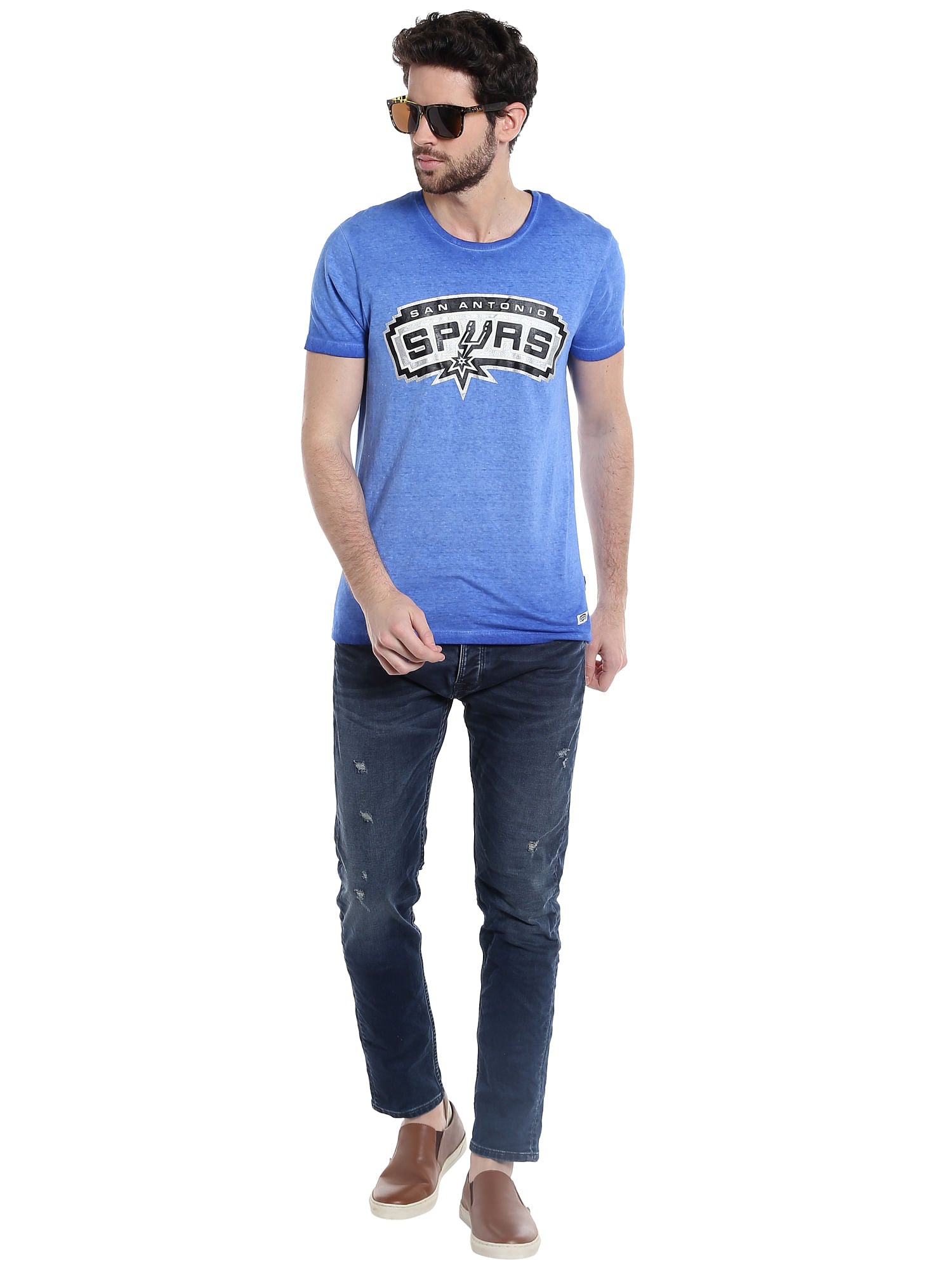 San Antonio Spurs Blue Crew Neck Nba T-Shirt