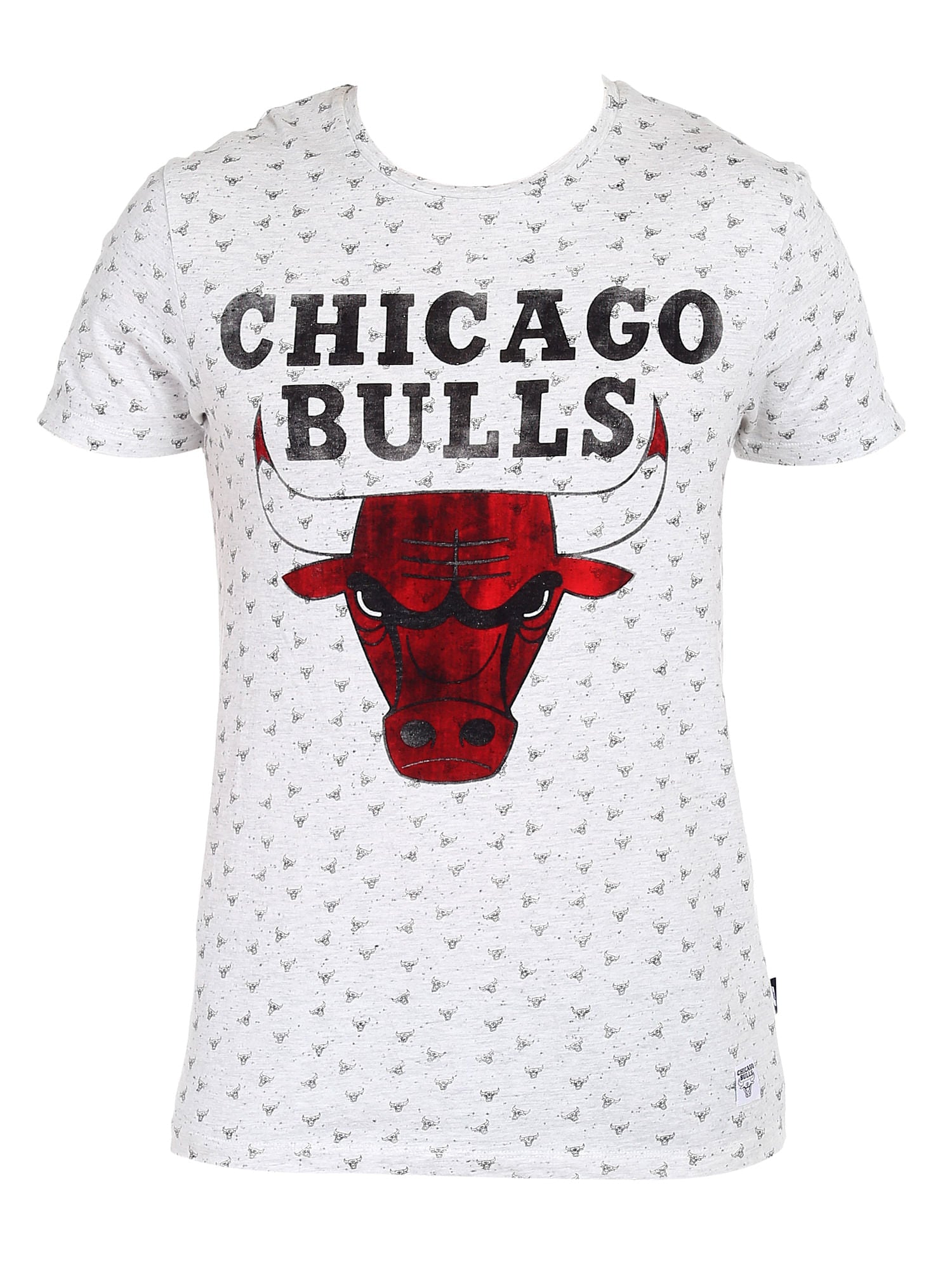 Chicago Bulls Printed White Crew Nba Neck T-Shirt