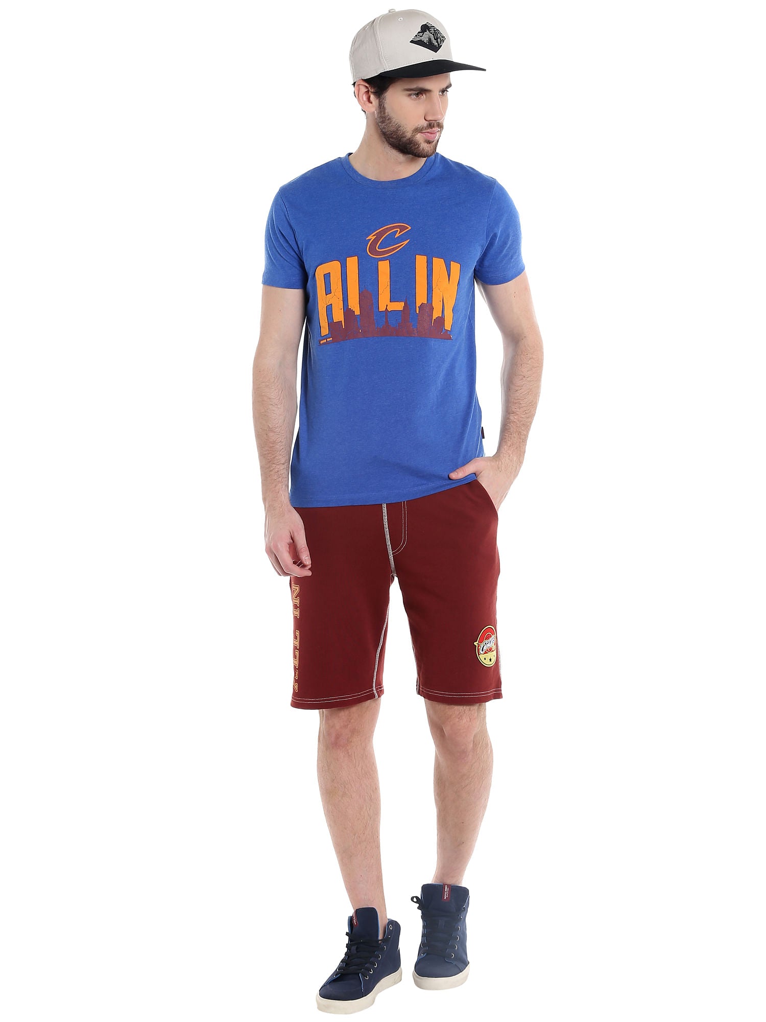 Cleveland Cavaliers Blue Graphic Print Crew Neck Nba T-Shirt