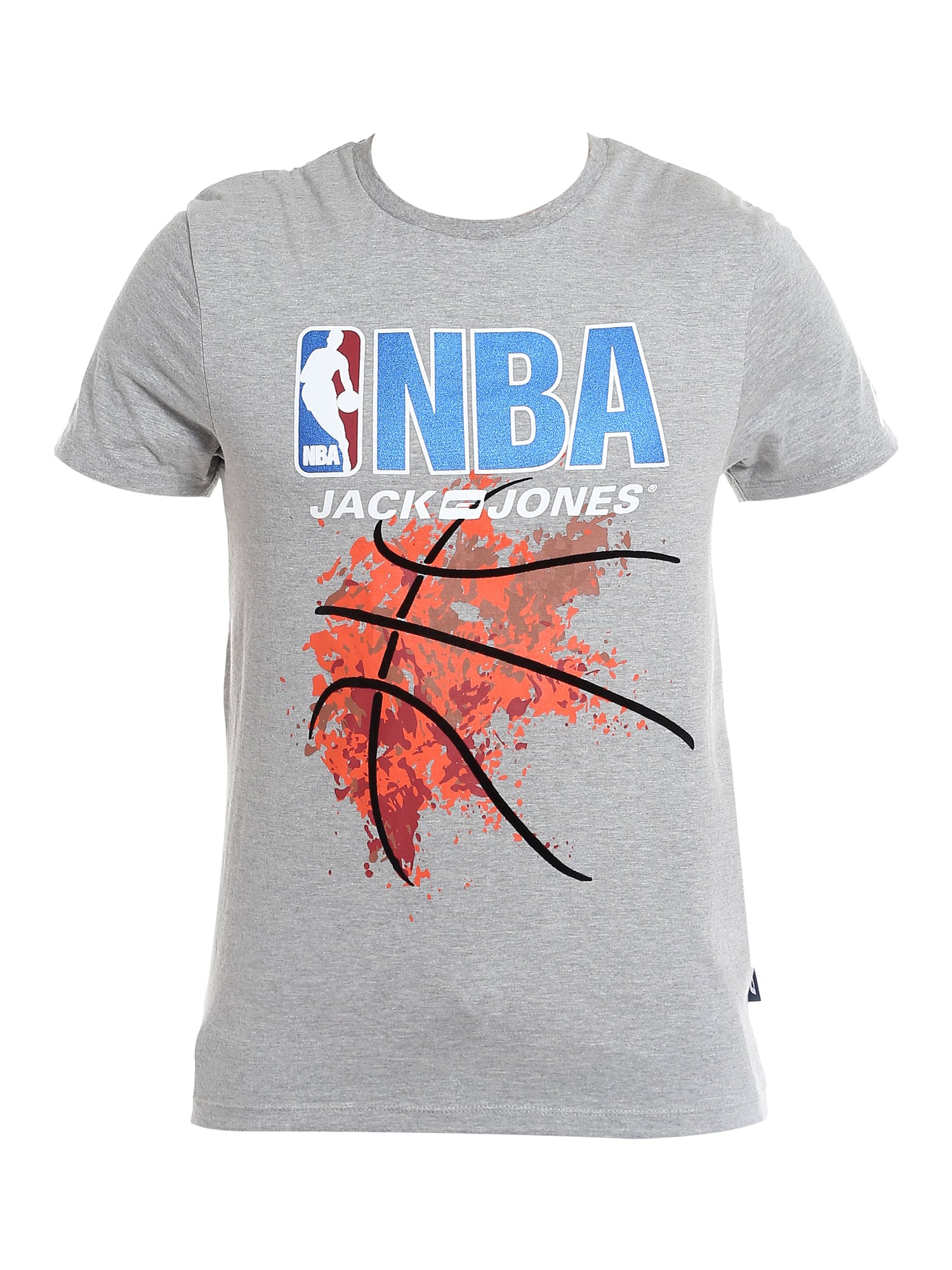 Nba Logo Grey Crew Neck T-Shirt