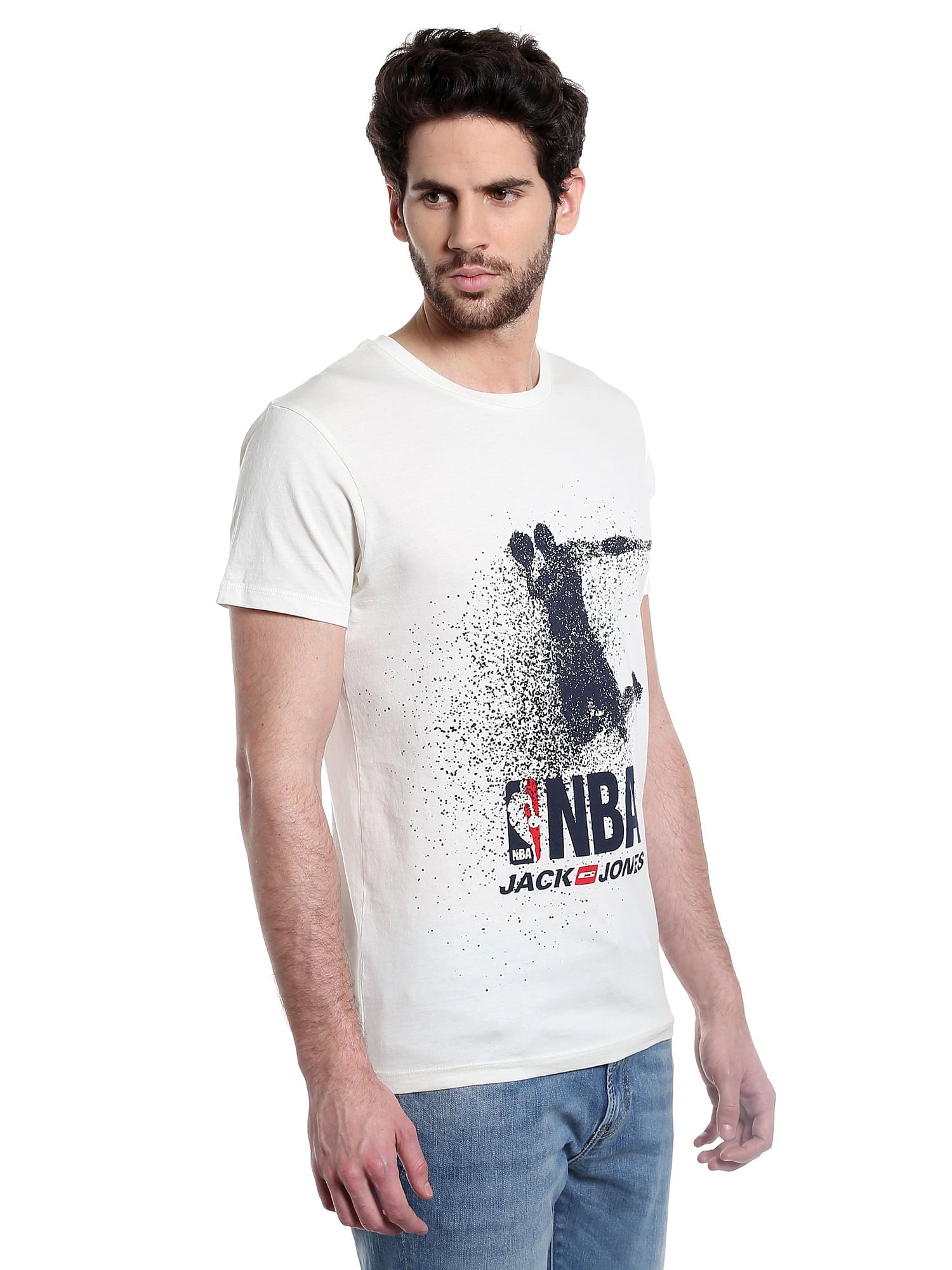 Nba Logo Grey Crew Neck T-Shirt