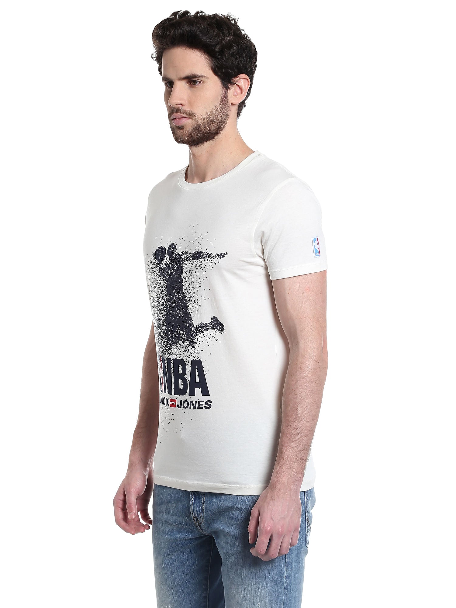 Nba Logo Grey Crew Neck T-Shirt