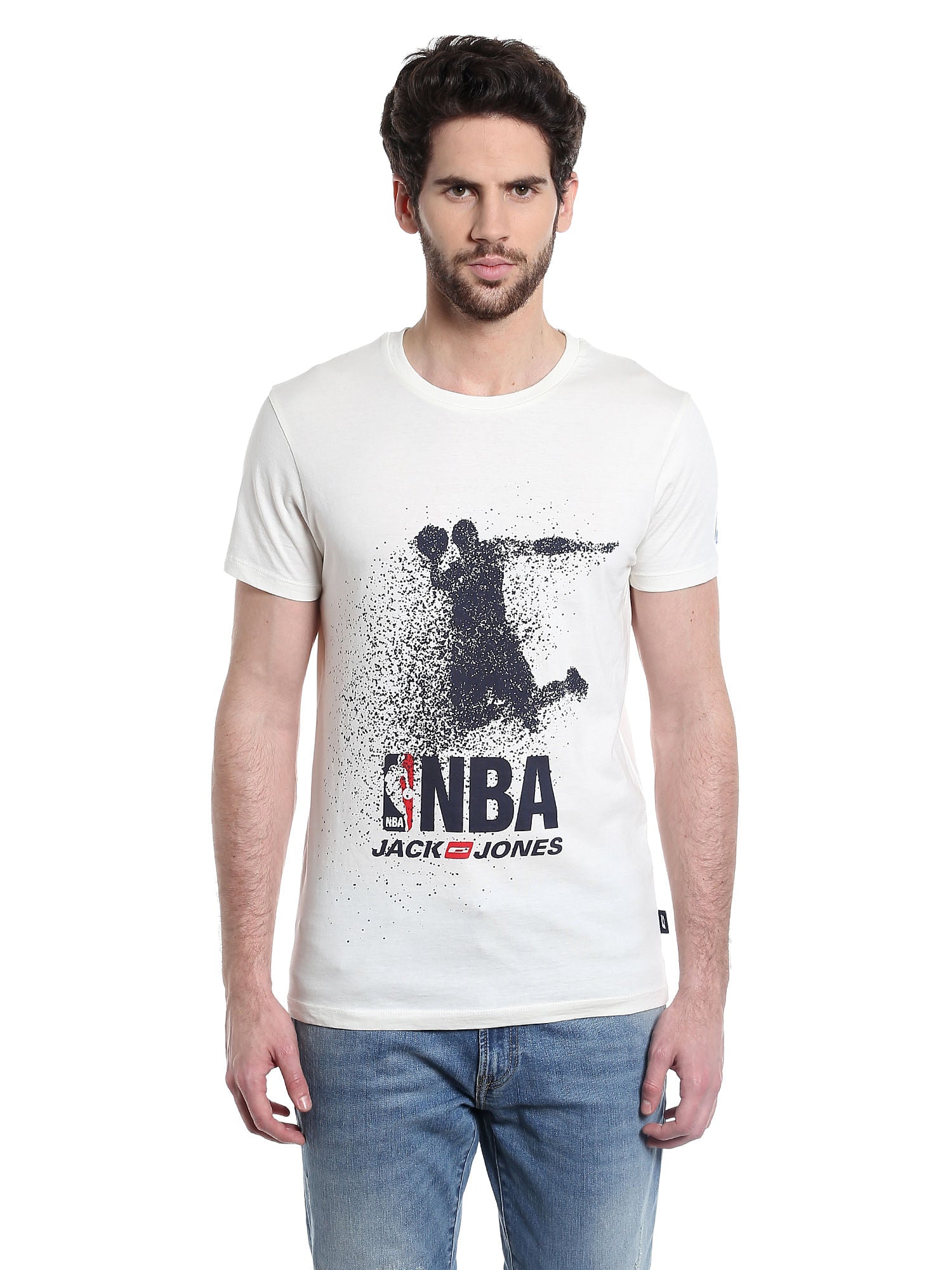Nba Logo Grey Crew Neck T-Shirt