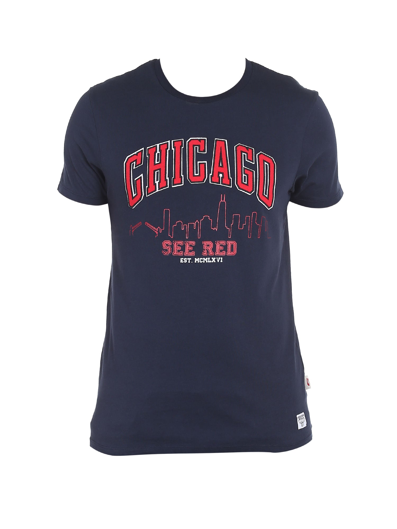 Chicago Bulls Navy Blue Crew Neck Nba T-Shirt