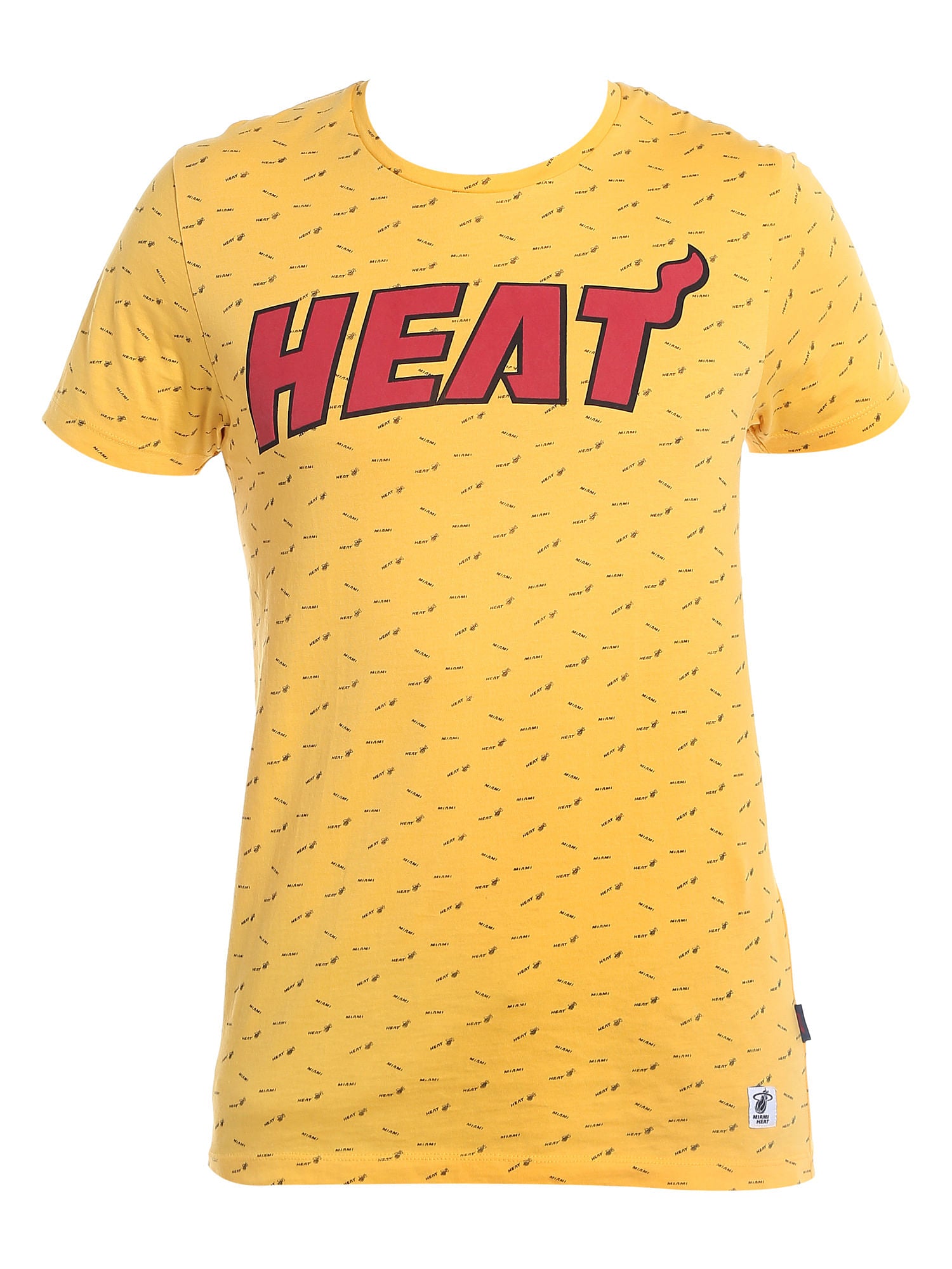 Miami Heat Printed Yellow Crew Neck Nba T-Shirt
