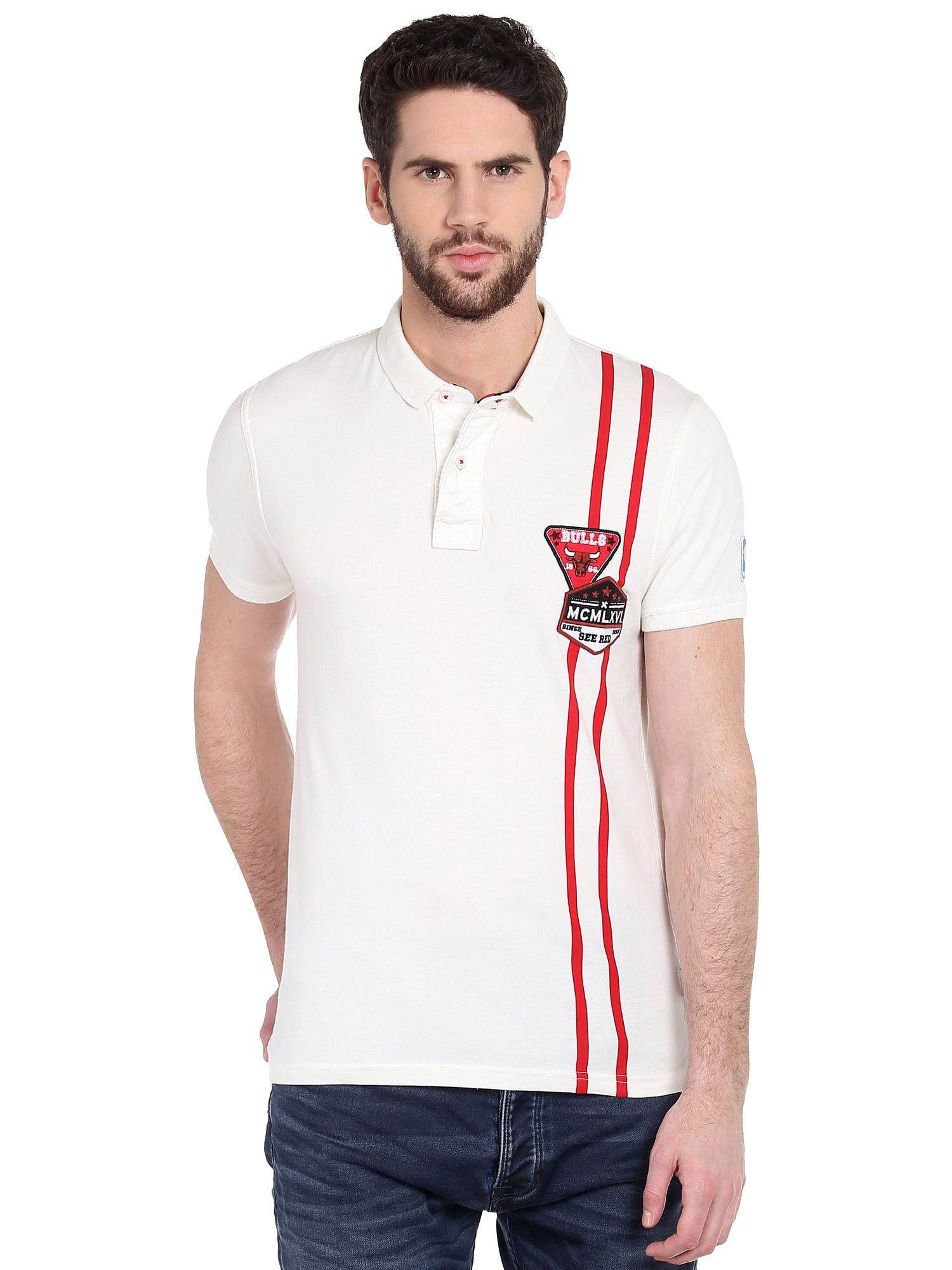 Chicago Bulls White Nba Polo T-Shirt