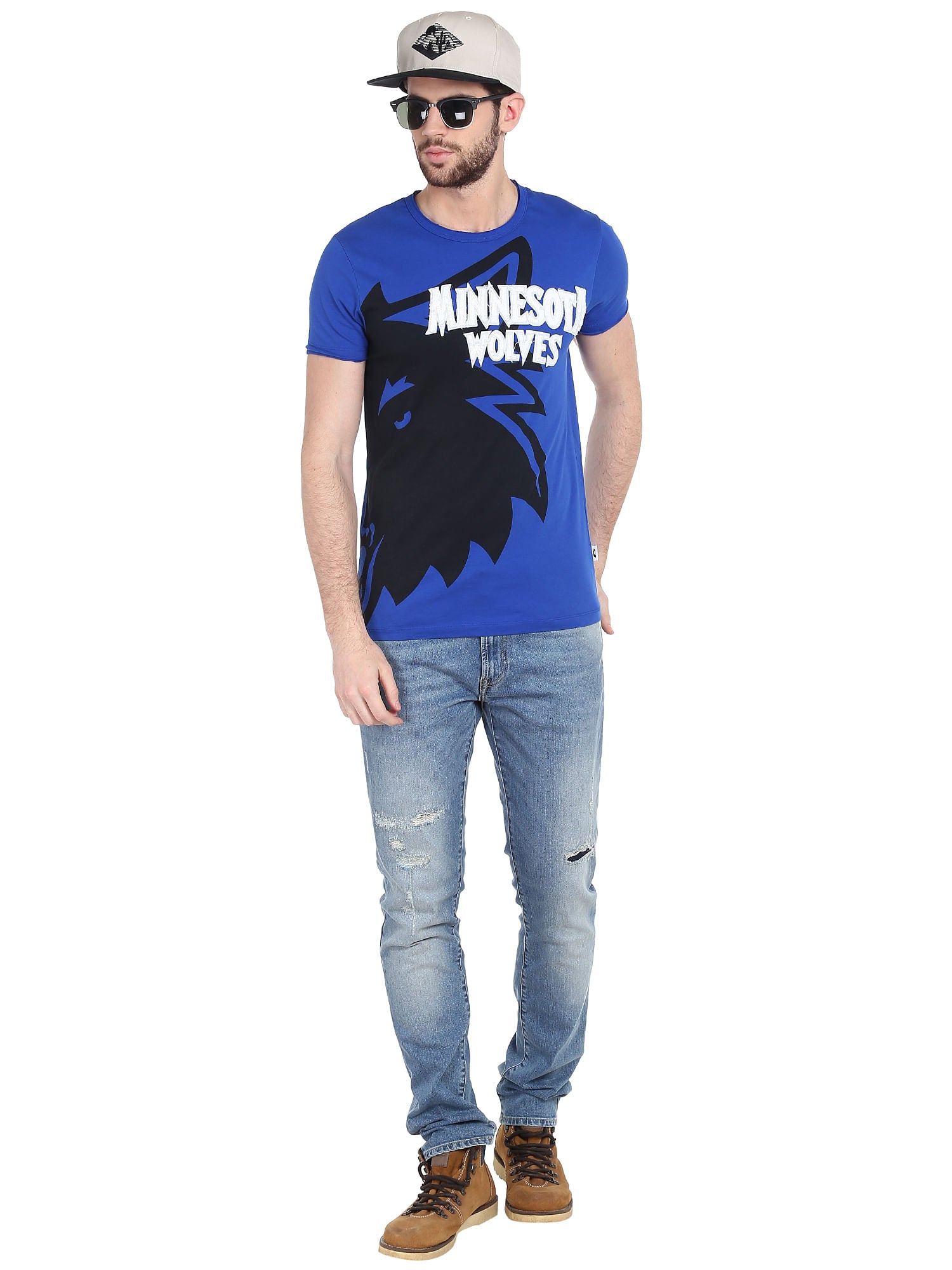 Timberwolves Electric Blue Crew Neck Nba T-Shirt