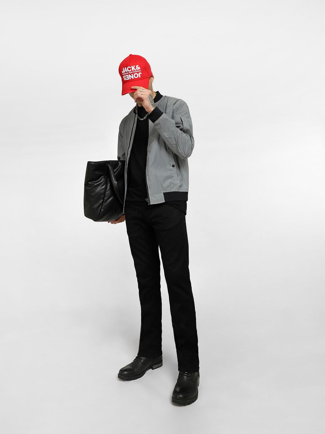 Grey Reflective Bomber Jacket