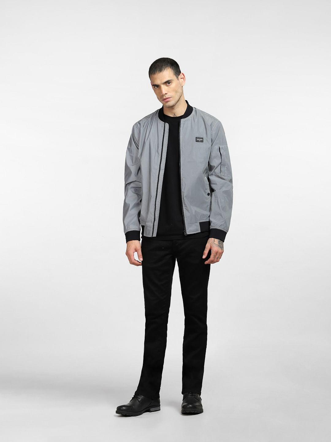 Grey Reflective Bomber Jacket