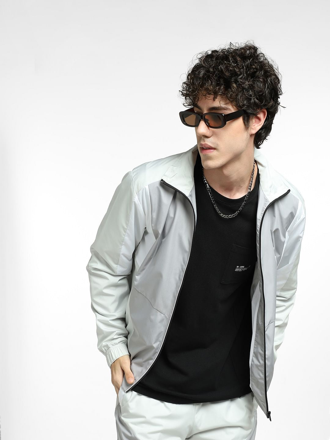 Grey Colourblocked Track Co-ord Jacket