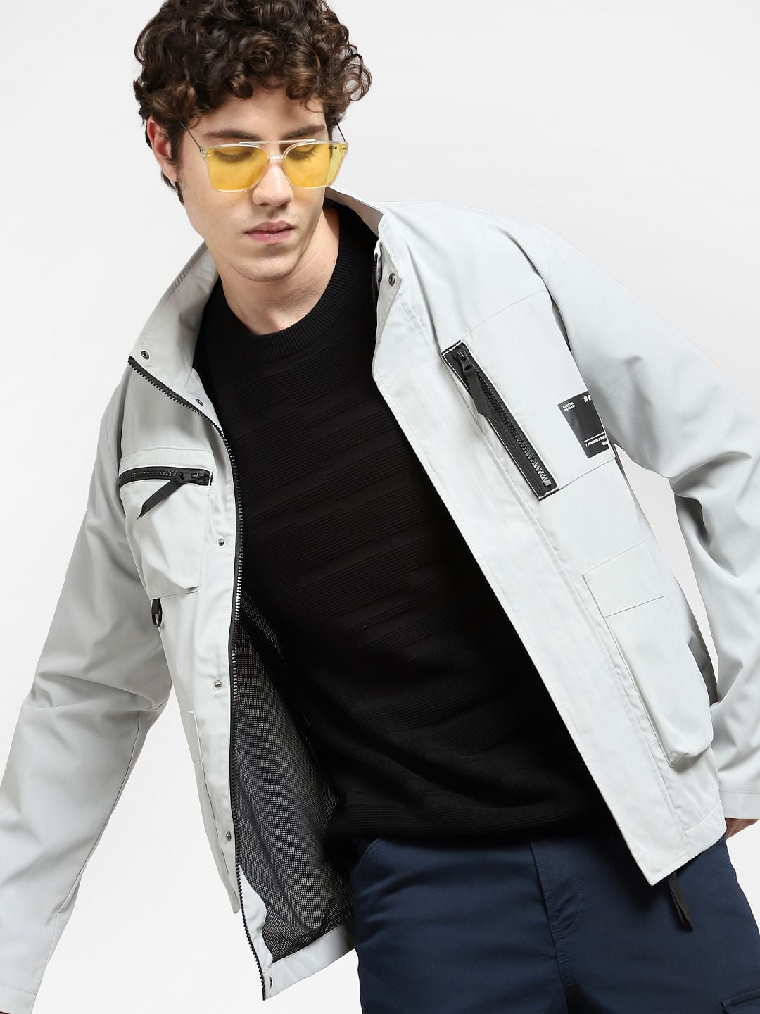 Light Grey High Neck Jacket - S