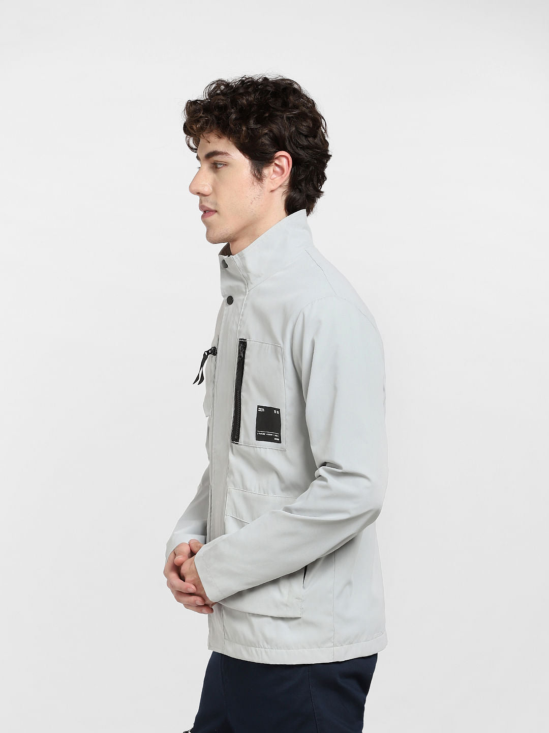 Light Grey High Neck Jacket