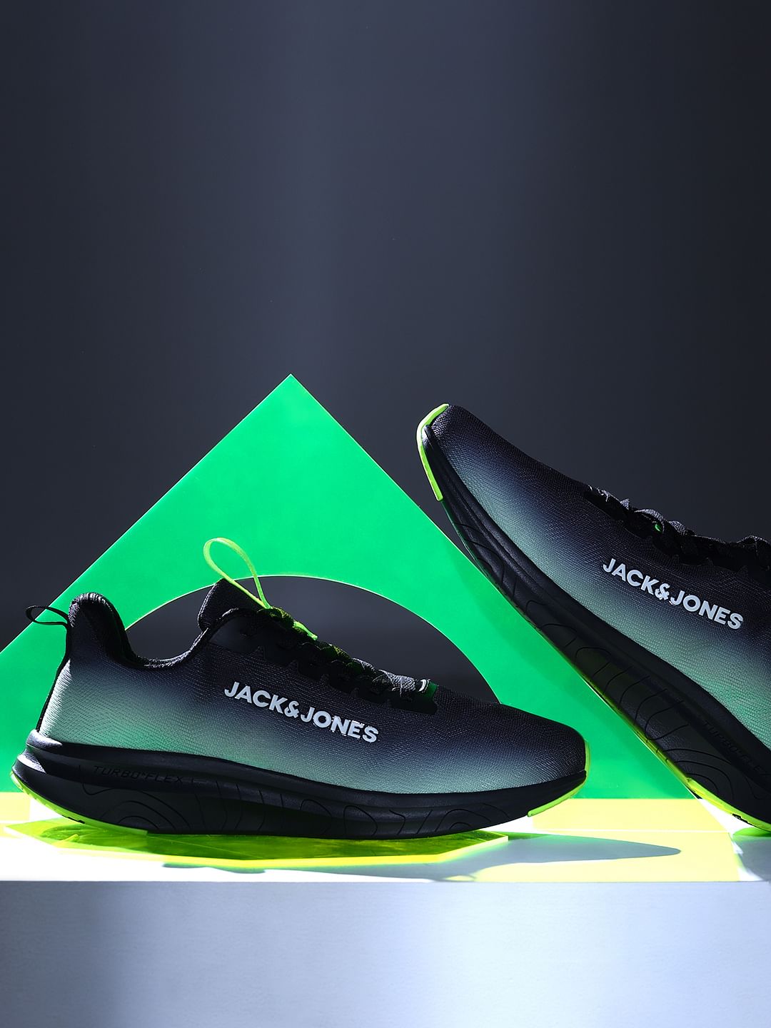 Black Ombre Knit Lace-Up Sneakers