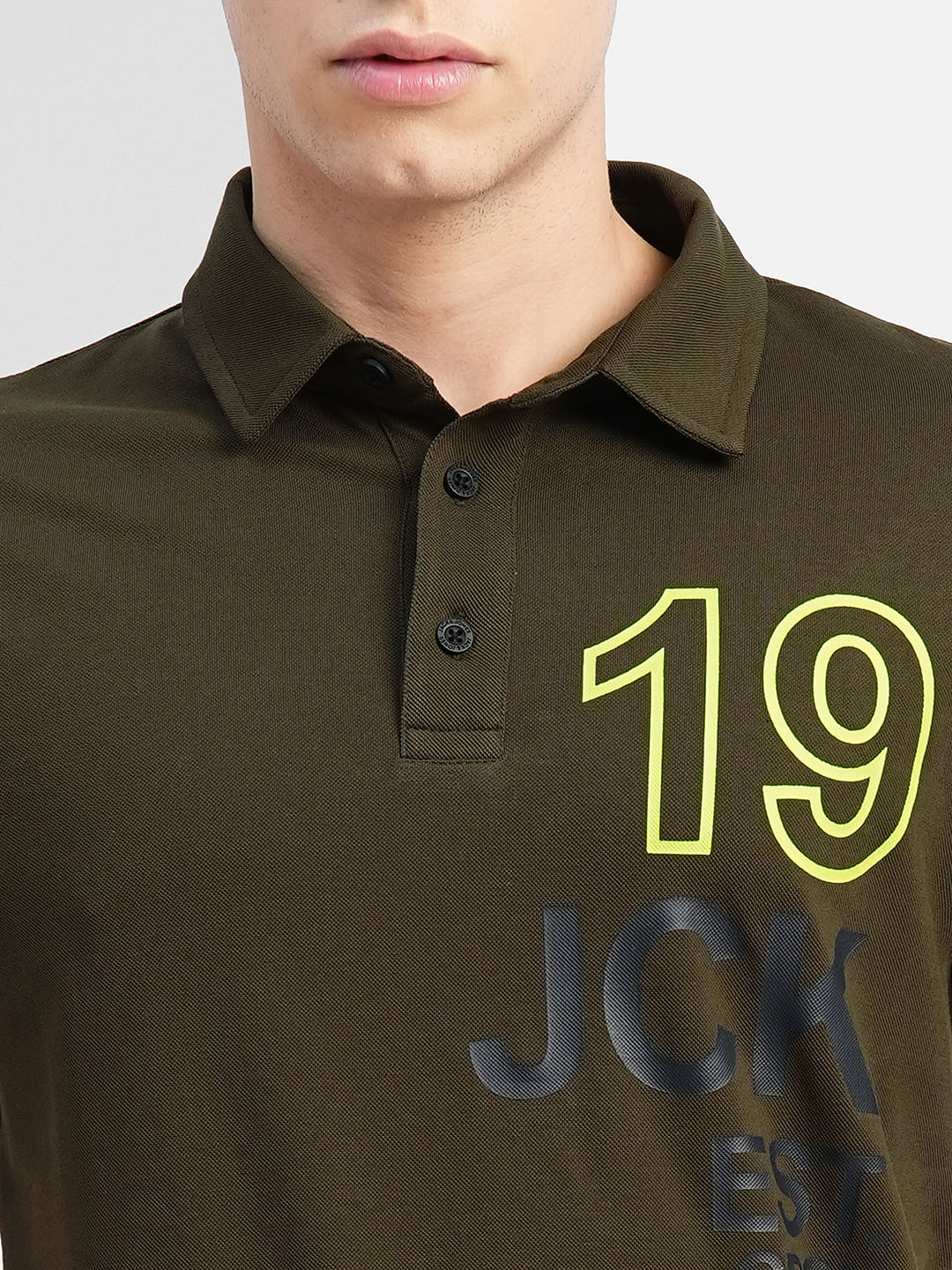 Green Printed Polo Neck T-shirt