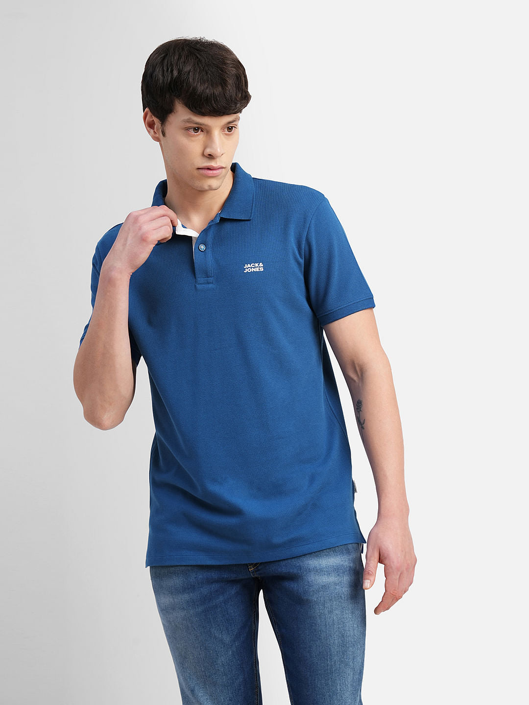 Dark Blue Polo Neck T-shirt