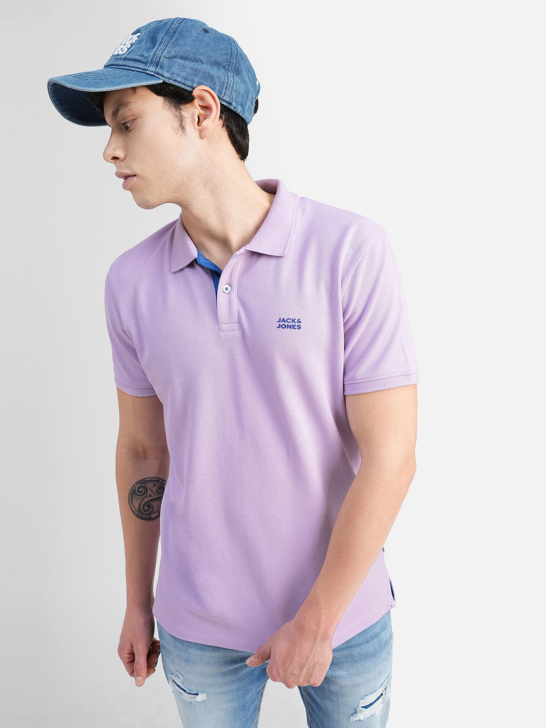Purple Polo Neck T-shirt - S