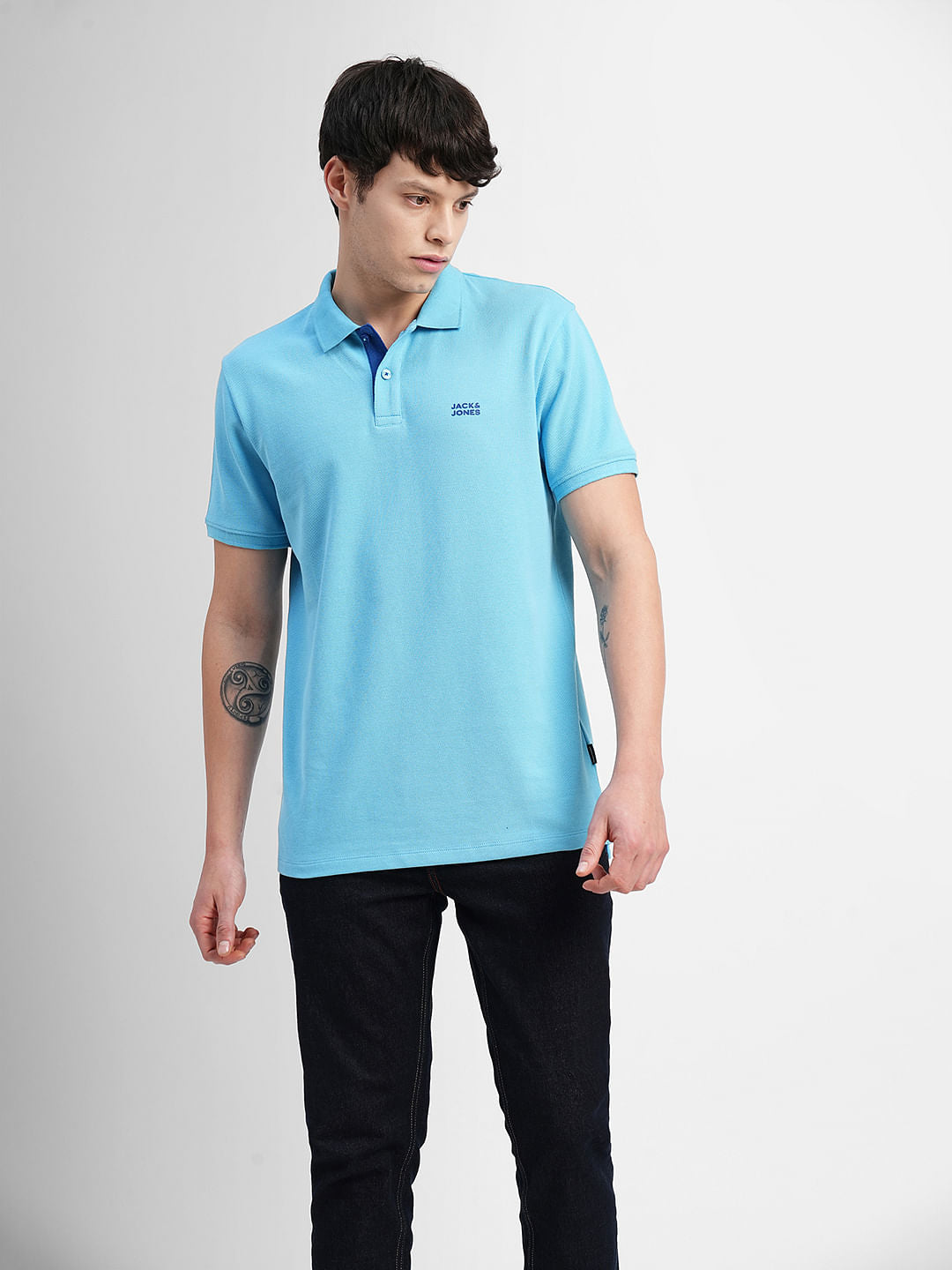 Blue Polo Neck T-shirt