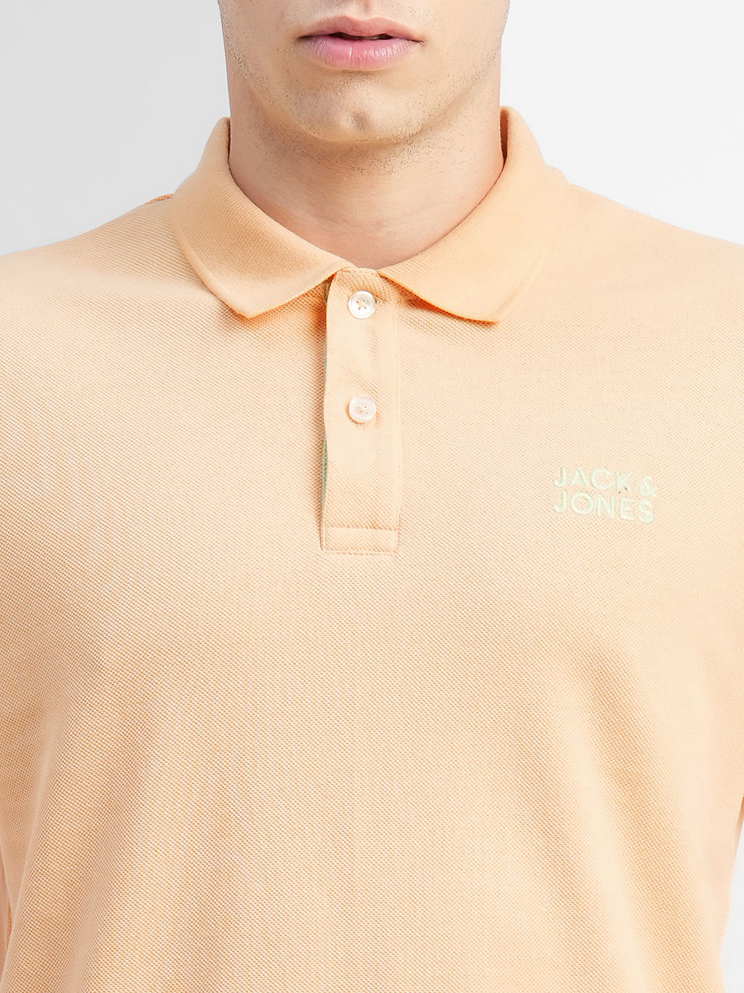 Yellow Logo Print Polo Neck T-shirt
