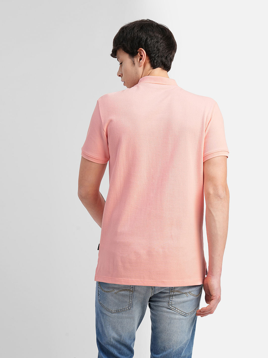 Pink Logo Print Polo Neck T-shirt