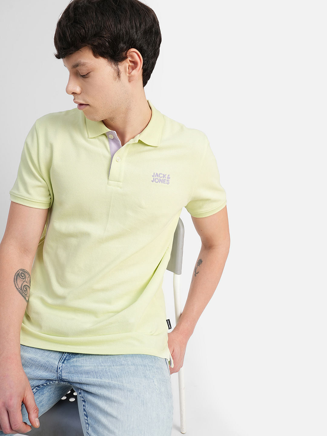Green Logo Print Polo Neck T-shirt - S