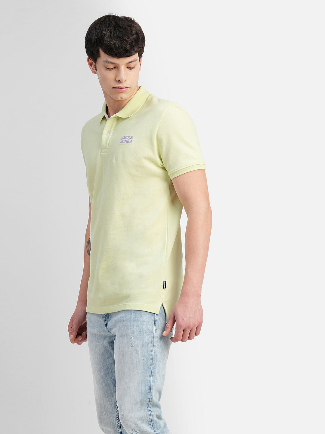 Green Logo Print Polo Neck T-shirt
