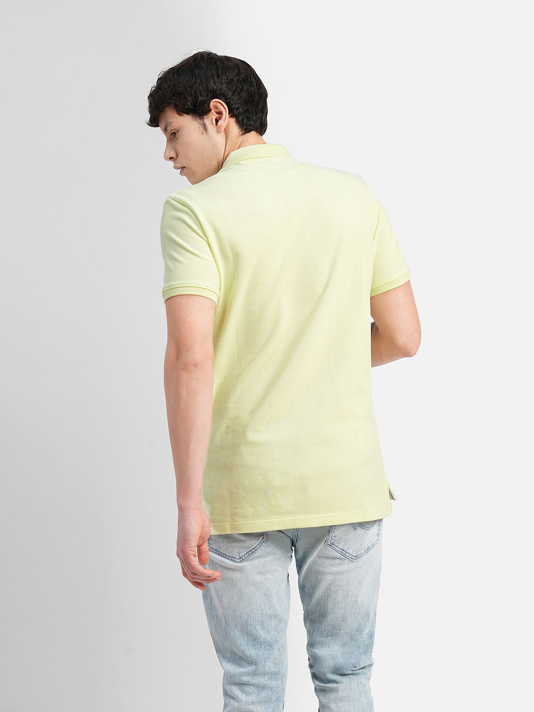 Green Logo Print Polo Neck T-shirt