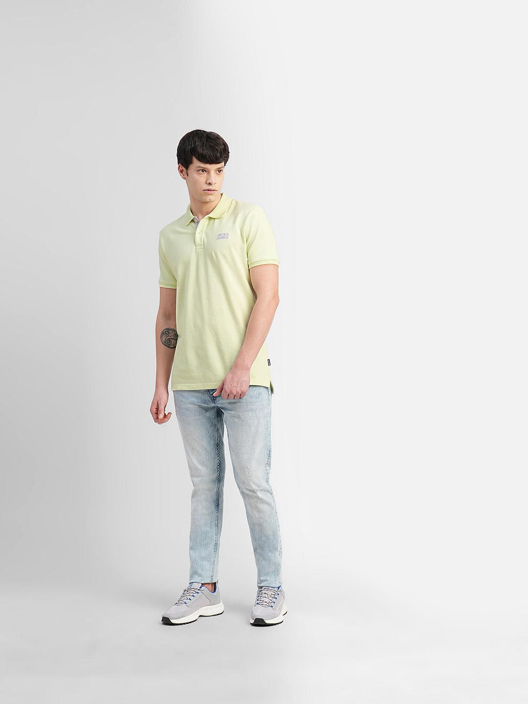 Green Logo Print Polo Neck T-shirt