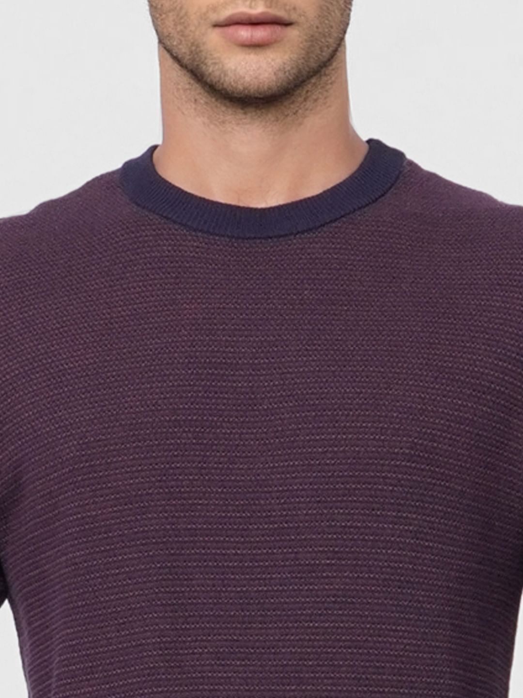 Purple Textured Knit Pullover