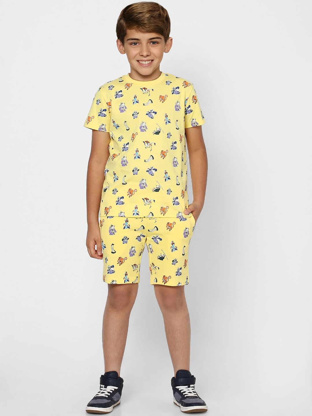 Boys X Kung Fu Panda Yellow Printed Co-ord T-shirt - 4/5Y